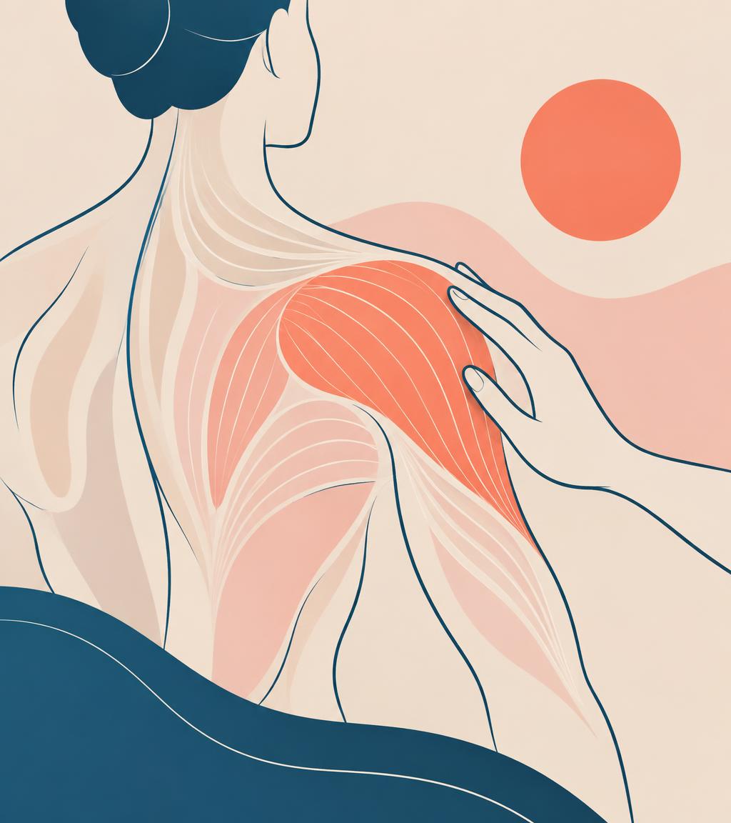 Illustration d'une main travaillant une zone ciblée de l'épaule